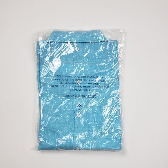 UNTUCKit Blush-Aqua Button-Up Shirt Women Size 12 Aqua Blue Linen LS Regular Fit - Picture 10 of 15